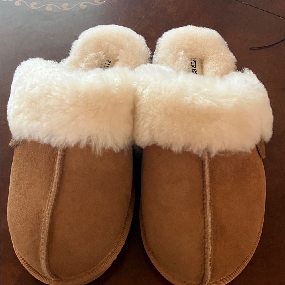Fur-Lined Brown Slippers
